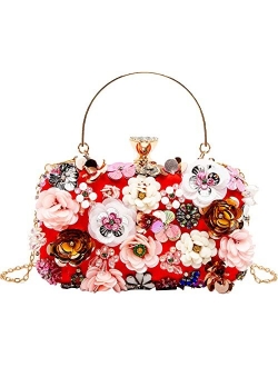 Flower Clutch Purse Evening Bag for Women Formal Party Handbag Chain Strap Shoulder Bag