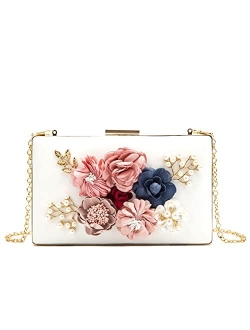 Flower Clutch Purse Evening Bag for Women Formal Party Handbag Chain Strap Shoulder Bag