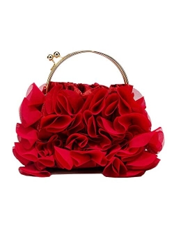 Floral Clutch Purses for Women Satin Flower Cute Evening Bag Prom Handbags