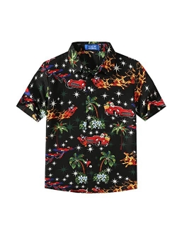 SSLR Big Boys' Santa Claus Party Tropical Ugly Hawaiian Christmas Shirts