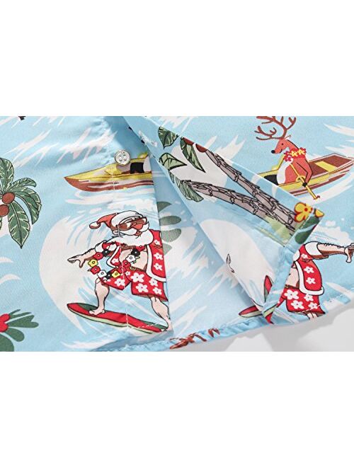 SSLR Big Boys' Santa Claus Party Tropical Ugly Hawaiian Christmas Shirts