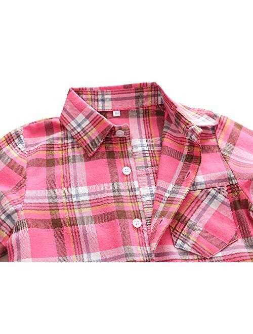 Sobrisah Boys Flannel Shirts Button Down Western Shirts Boys Christmas Outfit Toddler Buffalo Plaid Shirts Boys Long Sleeve Shirts