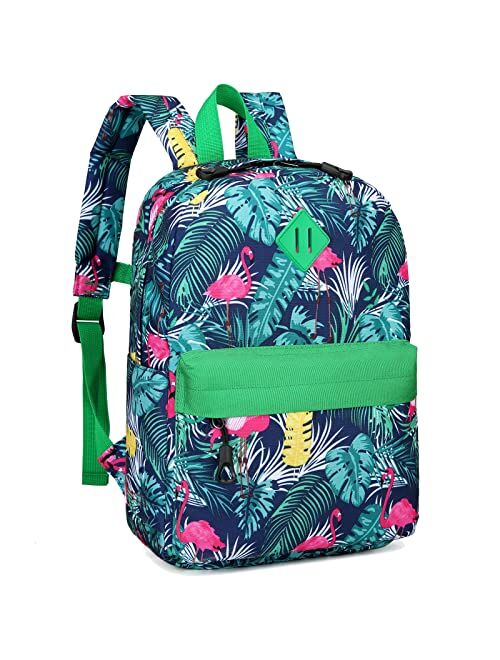 Vanaheimr Kid Toddler Backpack for Teen Boys Classic Green Flamingos Teen Preschool Backpack Kindergarten Daycare School Bag