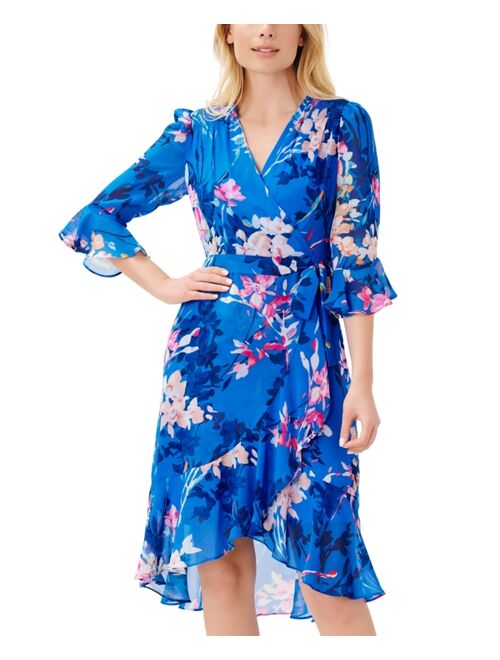 Adrianna Papell Women's Floral-Print Faux-Wrap Dress