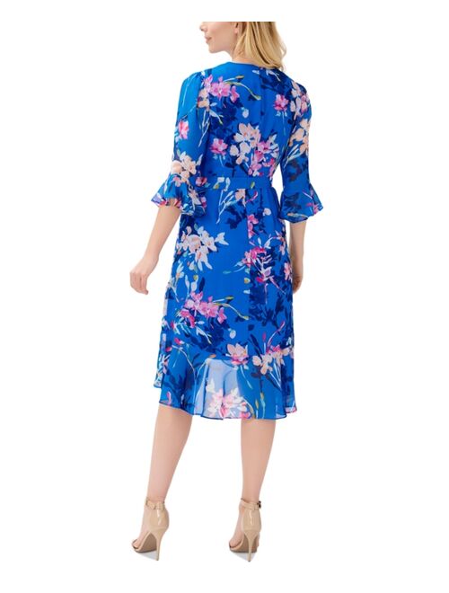 Adrianna Papell Women's Floral-Print Faux-Wrap Dress