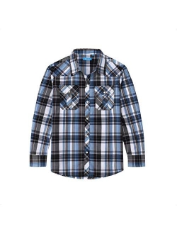 Cheerboy Boy's Toddler Kids Casual Long Sleeve Western Pearl Snap Button Plaid Shirt 4-16 Years