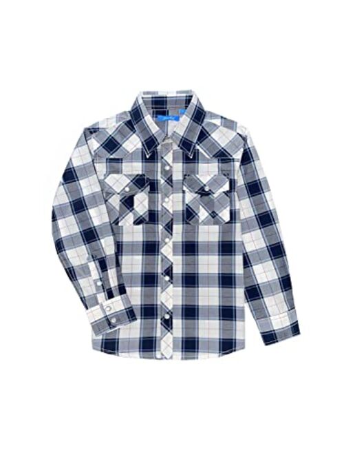 Cheerboy Boy's Toddler Kids Casual Long Sleeve Western Pearl Snap Button Plaid Shirt 4-16 Years