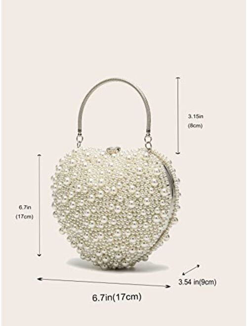 LETODE Pearl Evening Purse Cute Heart Shape Clutch Bags For Women wedding Chain Bag