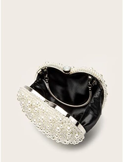 LETODE Pearl Evening Purse Cute Heart Shape Clutch Bags For Women wedding Chain Bag