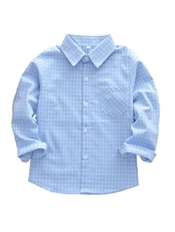 Seraialda Baby Boys Girls Button Down Plaid Flannel Long Sleeve Shirt(2T-7T)