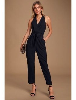 In the City Olive Green Surplice Sleeveless Jumpsuit