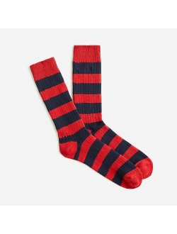 Cotton Colorblock Hevayweight Socks in Rugby Stripe