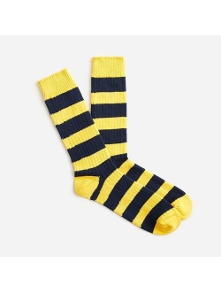 Cotton Colorblock Hevayweight Socks in Rugby Stripe