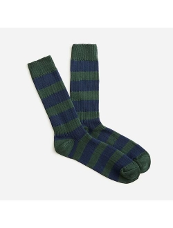 Cotton Colorblock Hevayweight Socks in Rugby Stripe