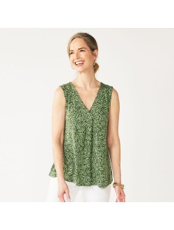 Pleated V-Neck Tank