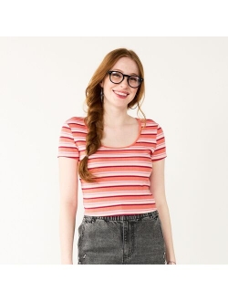 Juniors' SO Cropped Striped Baby Tee