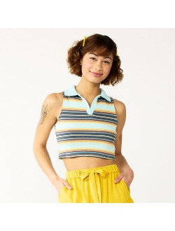 Juniors' SO Collared Cropped Polo Tank