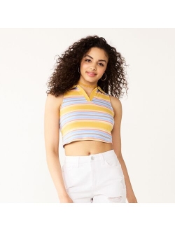 Juniors' SO Collared Cropped Polo Tank