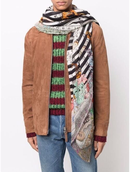 Faliero Sarti graphic-print frayed-edge scarf