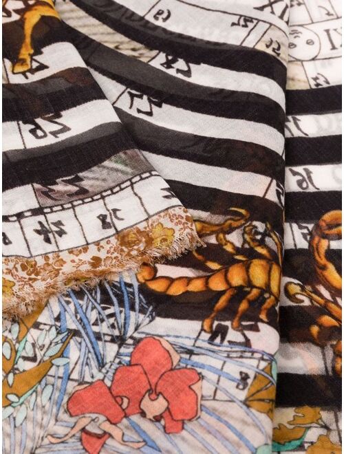 Faliero Sarti graphic-print frayed-edge scarf