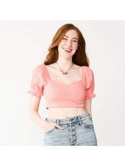 Juniors' SO Cropped Sweetheart Top