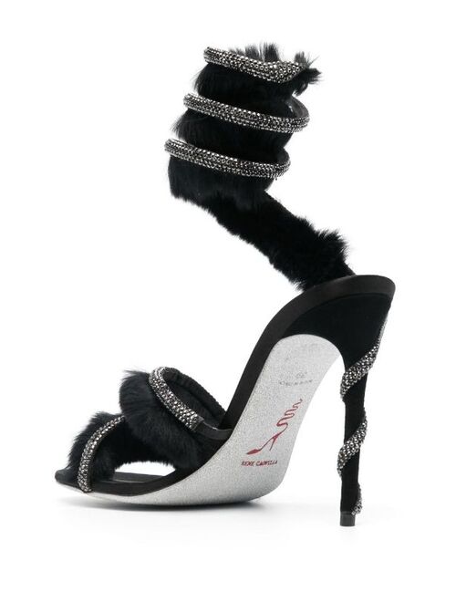 Rene Caovilla Cleo faux-fur rhinestone sandals