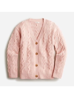 Girls' oversized cotton cardigan sweater