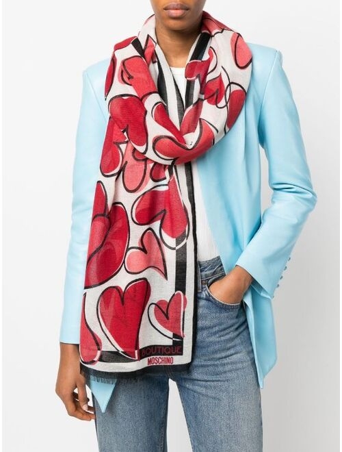 Moschino heart-print wool scarf