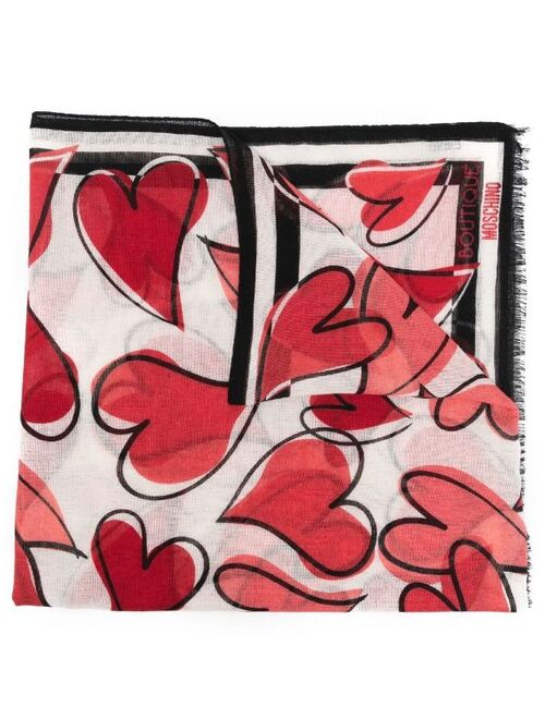 Moschino heart-print wool scarf