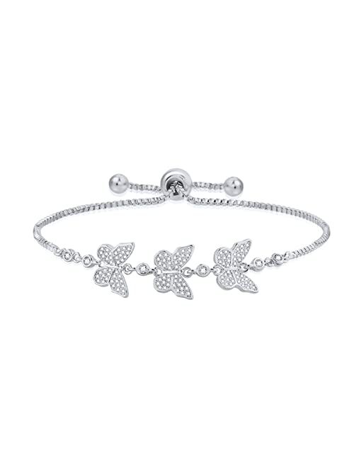 WeimanJewelry Love Gift Cubic Zirconia CZ Bridal Butterfly Adjustable Bracelet for Women