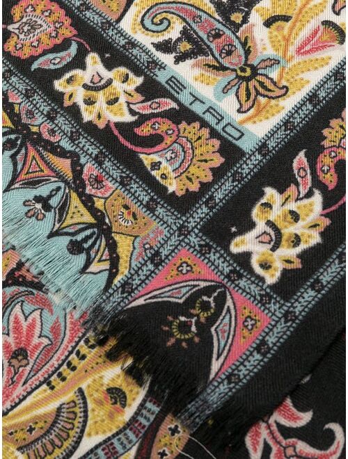 ETRO paisley print silk-cashmere blend scarf