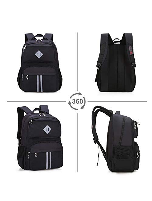 HOPYOCK Kids Backpacks for Boys,Multi-Pocket Primary and Middle School Bookbags for Boys with Reflective Design