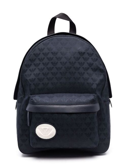 Emporio Armani Kids monogram logo-patch detail backpack