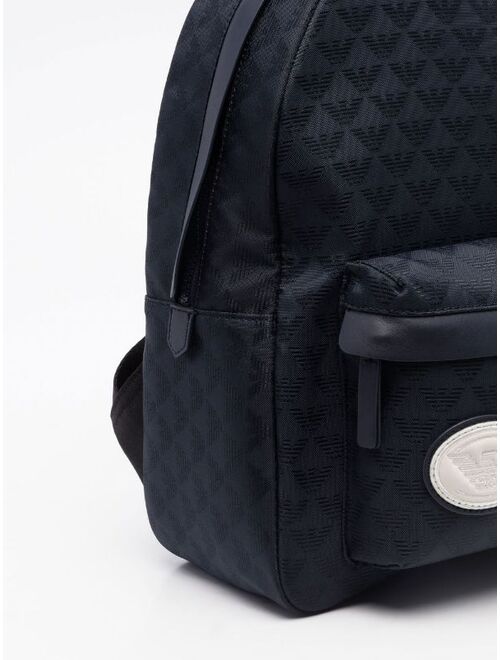 Emporio Armani Kids monogram logo-patch detail backpack