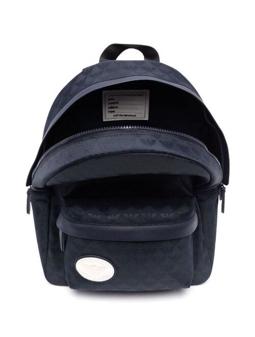 Emporio Armani Kids monogram logo-patch detail backpack