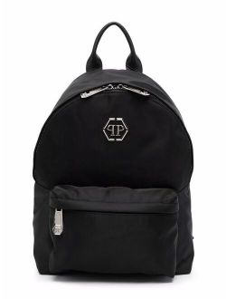 Philipp Plein Junior logo-plaque zip-up backpack