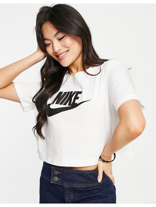 Nike Swoosh cropped t-shirt in white