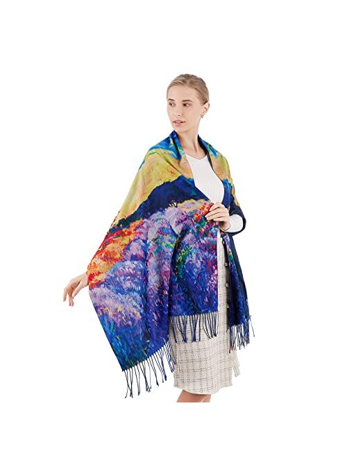 Heasea Winter Scarf Wraps for Women Soft Cashmere Shawls Warm Pashimina Blanket Scarfs Van Gogh Scarves Gift for Ladies