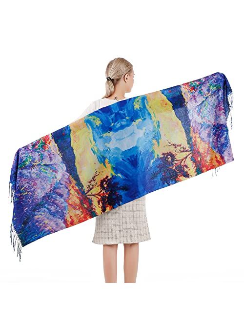 Heasea Winter Scarf Wraps for Women Soft Cashmere Shawls Warm Pashimina Blanket Scarfs Van Gogh Scarves Gift for Ladies