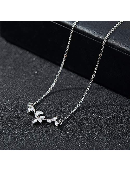 SWEETV Crystal Wedding Bridal Backdrop Necklace for Brides, Cubic Zirconia Vine Dainty Back Pendant Necklace for Women, Bridesmaid Gift