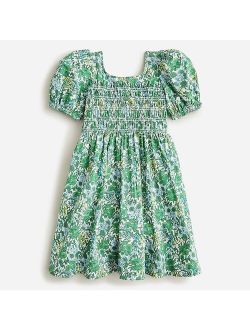 Girls' gathered cotton poplin dress in floral