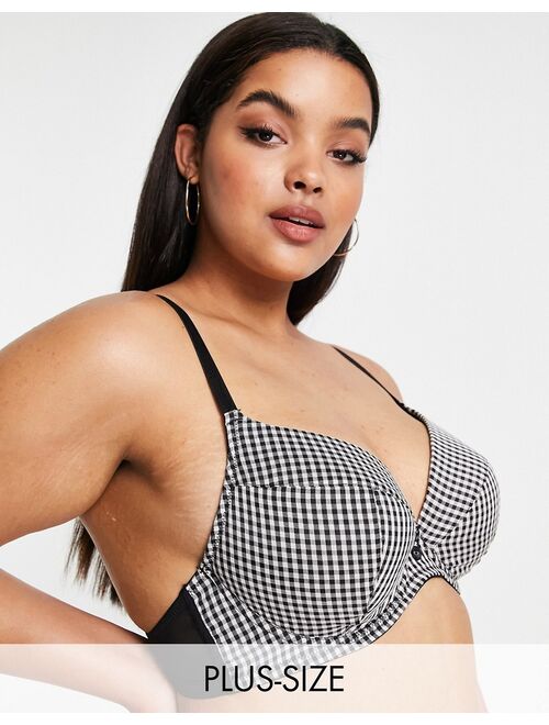 Simply Be superboost bra in black plaid