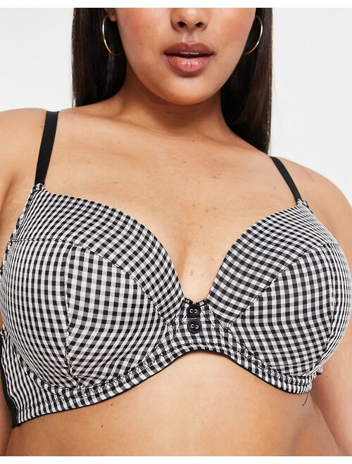 Simply Be superboost bra in black plaid