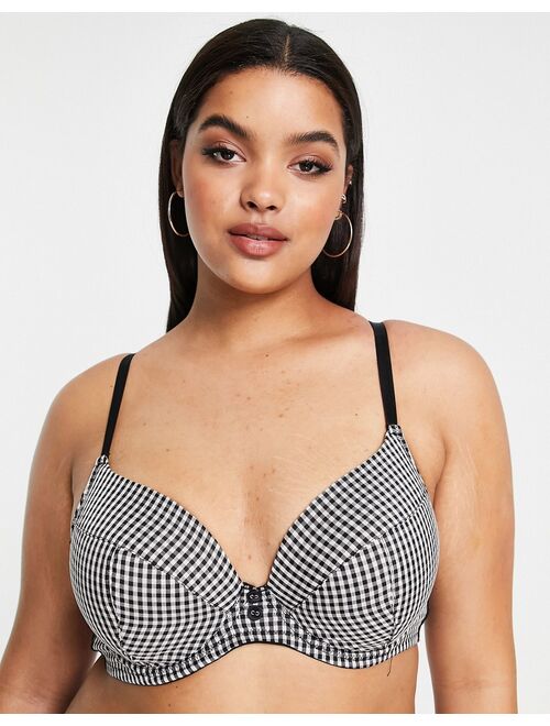 Simply Be superboost bra in black plaid