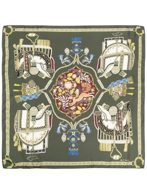 ETRO equestrian-print silk scarf