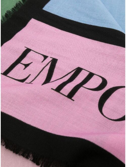 Emporio Armani colour-block logo print scarf