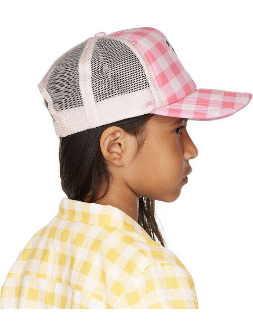 MINI RODINI Kids Pink Panda Gingham Cap