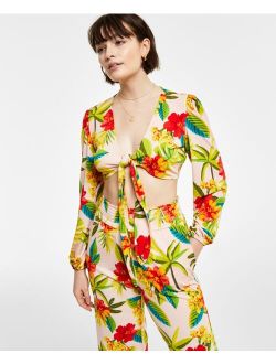 Women's Printed Tie-Front Top, Created for Macy's