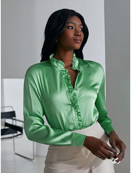 MOTF Premium Silk Ruffle Neck Blouse