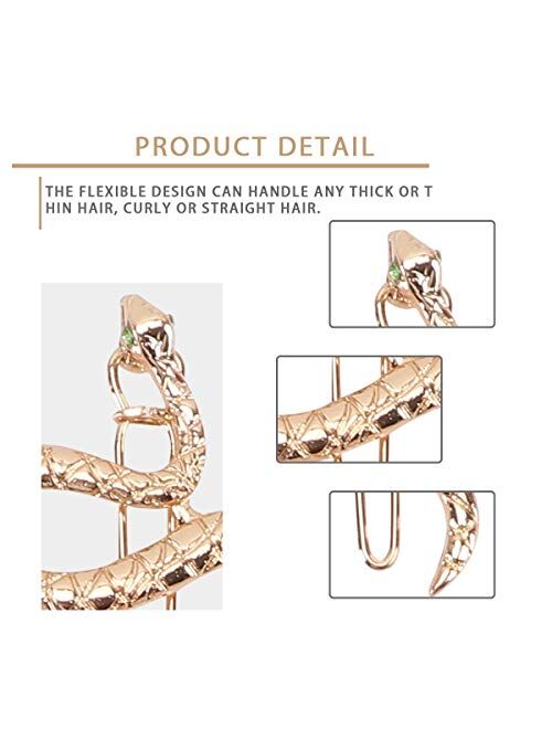 FRCOLOR 6pcs Simple Hairpins Snake Animals Gold Metal Hairpins Hair Clips for Women